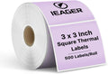 iEager Purple 3" x 3" Square Thermal Label Stickers, 500 Labels/Roll by iEager