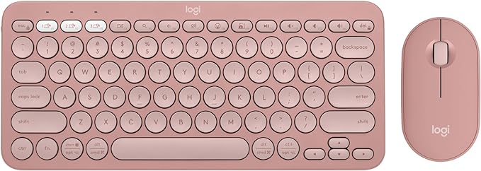 Logitech Pebble 2 Combo Wireless Keyboard and Mouse Quiet - Tonal Rose | Quiet and portable, customizable, Logi Bolt, Bluetooth, Easy-Switch for Windows, macOS, iPadOS, Chrome by Unknown