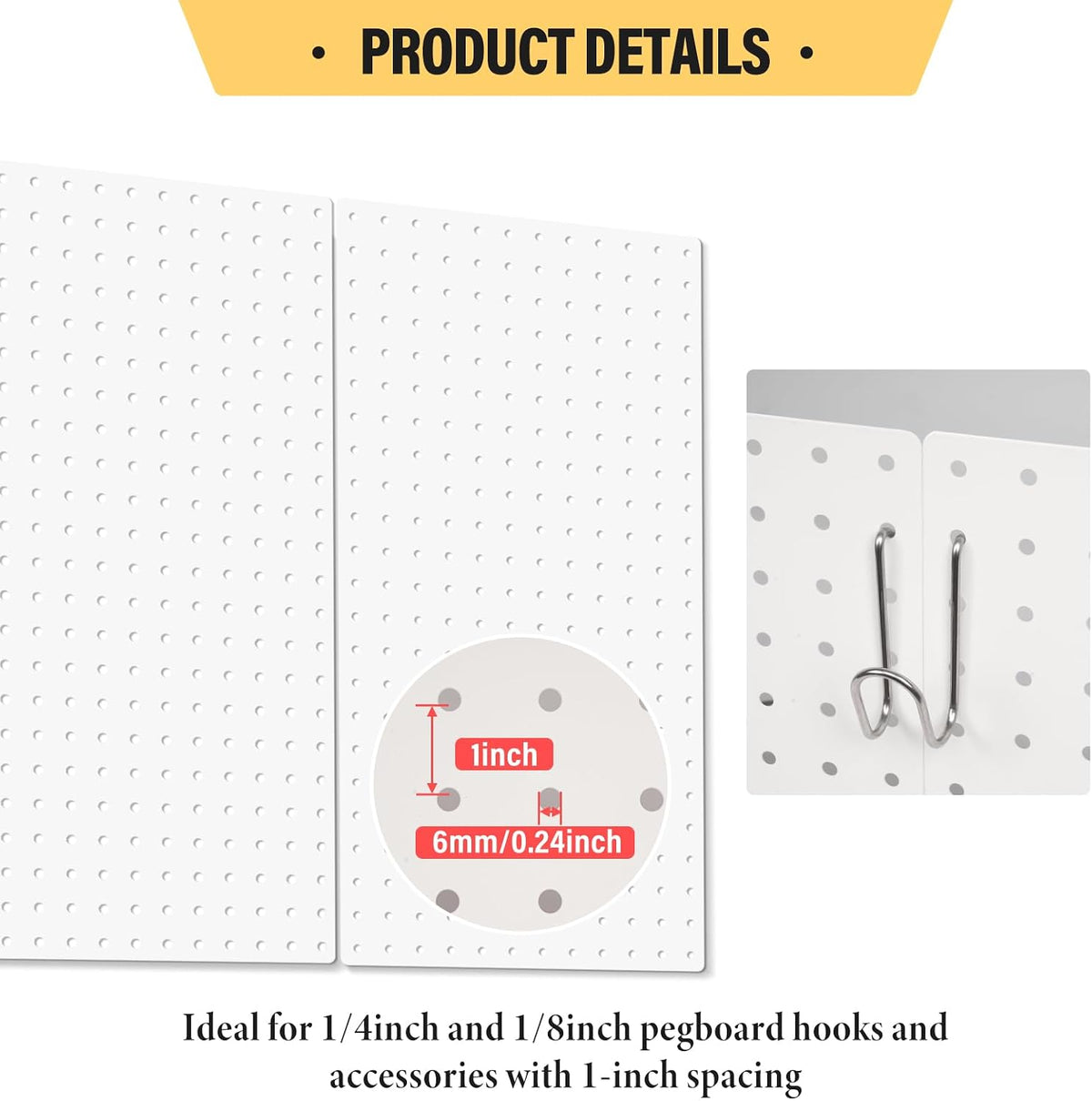 DEWEL 2 Pack Metal Pegboard, 23x12 Inch Pegboard Wall Organizer with Hooks - Image 6