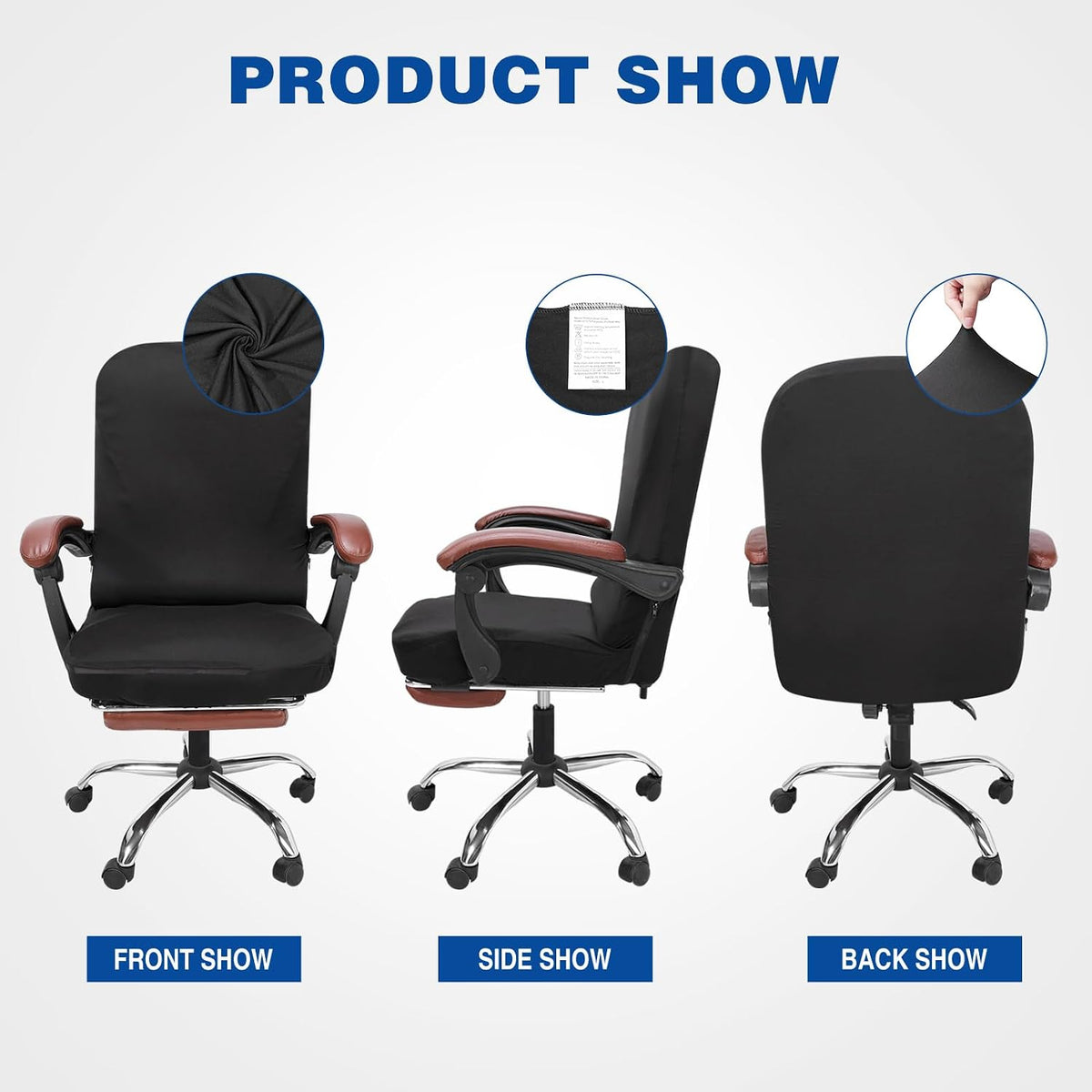 XL Office Chair Cover with Armrest Covers for Large Executive Chairs,Black - Image 4