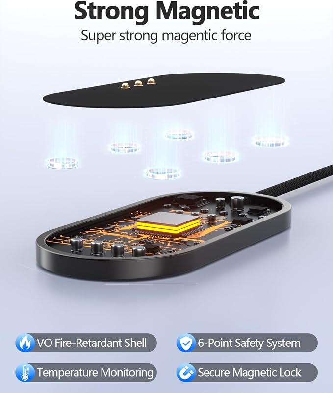 Magnetic Wireless Charger for iPad Pro 13 (2024/2025 M4) ONLY 45W Fast Charging Smart Connector Charger, Aluminum Alloy Wireless Charging Pad - Image 6