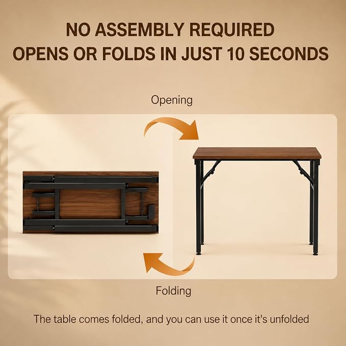 Folding Desk Foldable Desk - Folding Table for Small Spaces, Portable Compact Laptop Workstation for Computer Tasks, Study, Craft, Sewing, Home Office, Bedroom, Dorm and Narrow Space Storage - Image 9