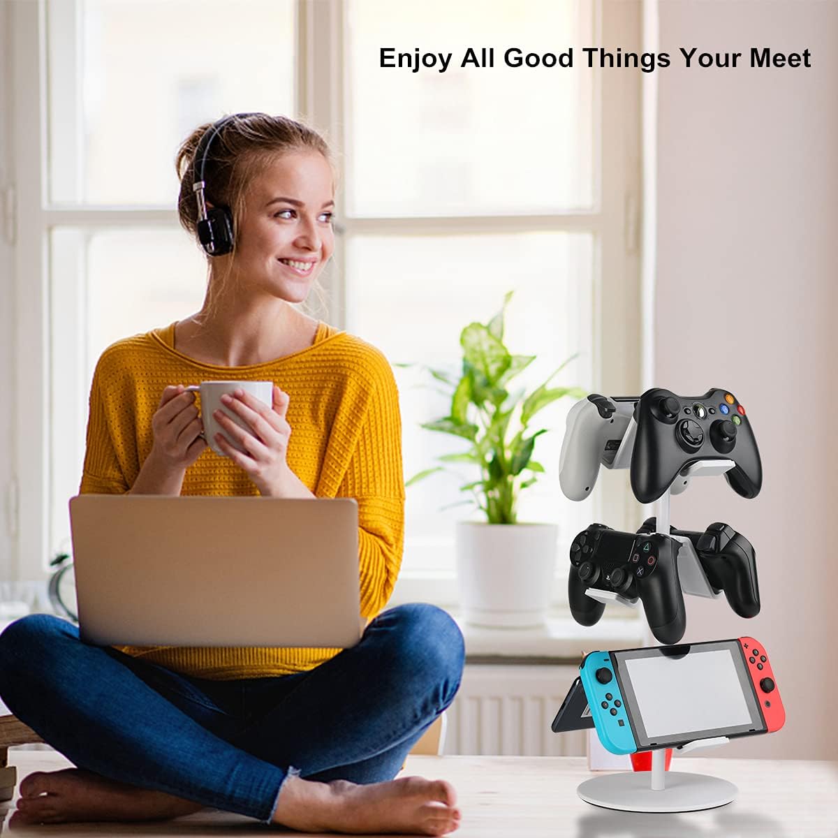 Controller Holder White, Headset Holder,Great 3 Tier Controller Headphone Organizer for All Headsets Xbox ONE 360 Switch PS4 PS5 (Elegant White) - Image 7