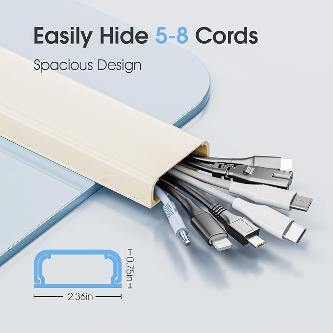 47in XX-Large Beige Cord Hider Wall Mounted TV, Pre-drilled Cord Cover, Wire Hiders for TV on Wall, Paintable Cable Cover, W2.36in H0.75in - Image 2