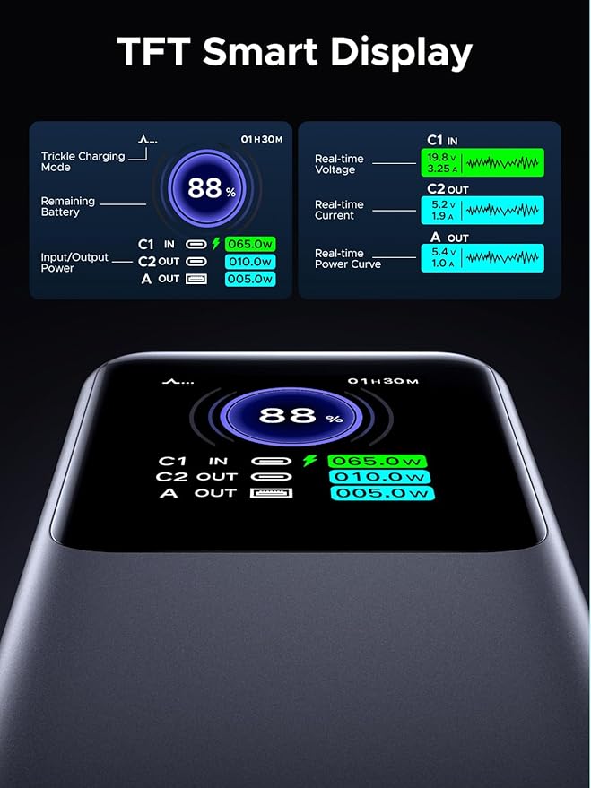 UGREEN Nexode 25000mAh 200W PD 3.1 TFT 3-Port Power Bank | TFT smart display, 90Wh, PD 3.1 fast for laptops. Supports MacBook Pro/Air, Dell, iPhone 17 - Image 8