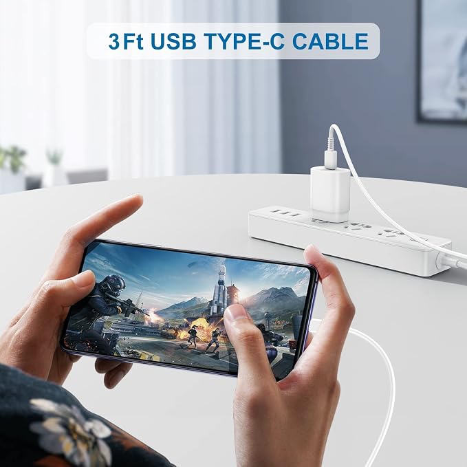 Type C Charger Fast Charging, 2Pack USB C Android Phone Charger&3ft Cables | Wall Charger Blocks &2x 3ft USB-C cables for Samsung Galaxy S8/S9/S10 Plus/S10e/S20/S21 Ultra/Plus, Note 8/9/10,Pixel3 White - Image 6