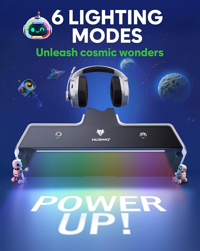 NUBWO G06 Pro Wireless Gaming Headset with Charging Station for Headset & PS5 Controller, 17ms Low Latency, 120H Battery Life, Dynamic 50mm Drivers-White (Only Compatible with PS5) - Image 3