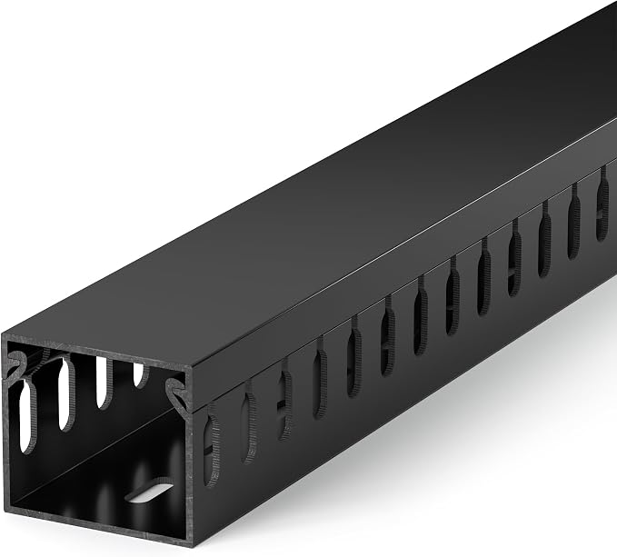 1.4"H x 1.6"W Cable Raceway, 12ft Under Desk Wire Management Channel, Black | Slotted Wire Duct, 4 Pack (3 ft Each), Heavy-Duty PVC Cable Management for Server Racks, Network Cables & Electrical Cabinets by ZhiYo