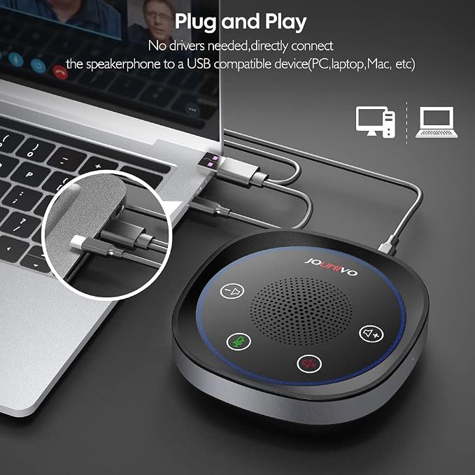USB Speakerphone, Omnidirectional Computer Speaker with Microphone,Plug and Plays Portable Speaker with Microphone for Holding Meetings Anywhere with Immersive Sound - Image 4