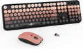 Wireless Keyboard and Mouse Combo - 2.4G Full-Sized Cute Colorful Mouse and Keyboard with 104 Round Keys Retro Typewriter Keyboard for Laptop/Windows/PC - Black Gradient by FD