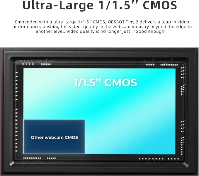 OBSBOT Tiny 2 4K PTZ Webcam 1/1.5" CMOS 50MP, W Smart Remote 2 | 1/1.5" CMOS 4X Faster Focusing USB 3.0 10x Faster Data Transfer Voice Control - Image 2