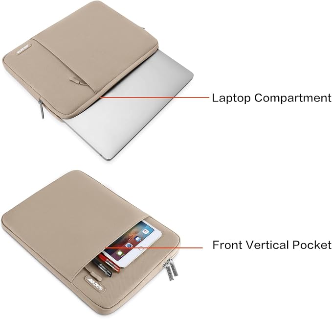 MOSISO Laptop Case 13.3 inch, 13-13.3 inch Laptop Sleeve Bag with Pocket | Compatible with MacBook Air/Pro 13/Pro 14 M5 M4 M3 M2 M1, HP Dell ASUS Lenovo, Polyester Vertical Computer Bag, Taupe Brown - Image 4