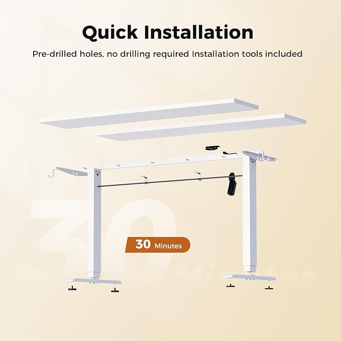 Agilestic Electric Height Adjustable Standing Desk, 55 Inch, White | Smooth Height Adjustment, Memory Presets, Hooks, Stable Steel Frame,154 lbs Capacity, Easy Assembly, Splice Board - Image 8
