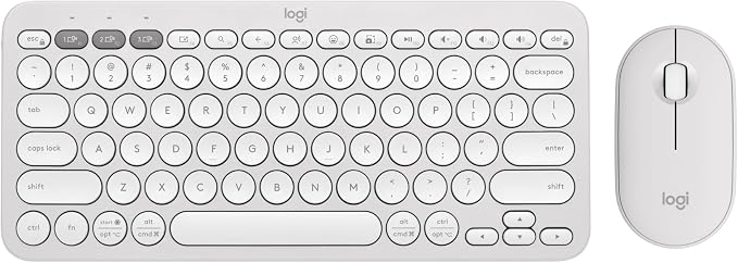 Logitech Pebble 2 Combo Wireless Keyboard and Mouse Quiet - Tonal White | Quiet and portable, customizable, Logi Bolt, Bluetooth, Easy-Switch, for Windows, macOS, iPadOS, Chrome by Unknown
