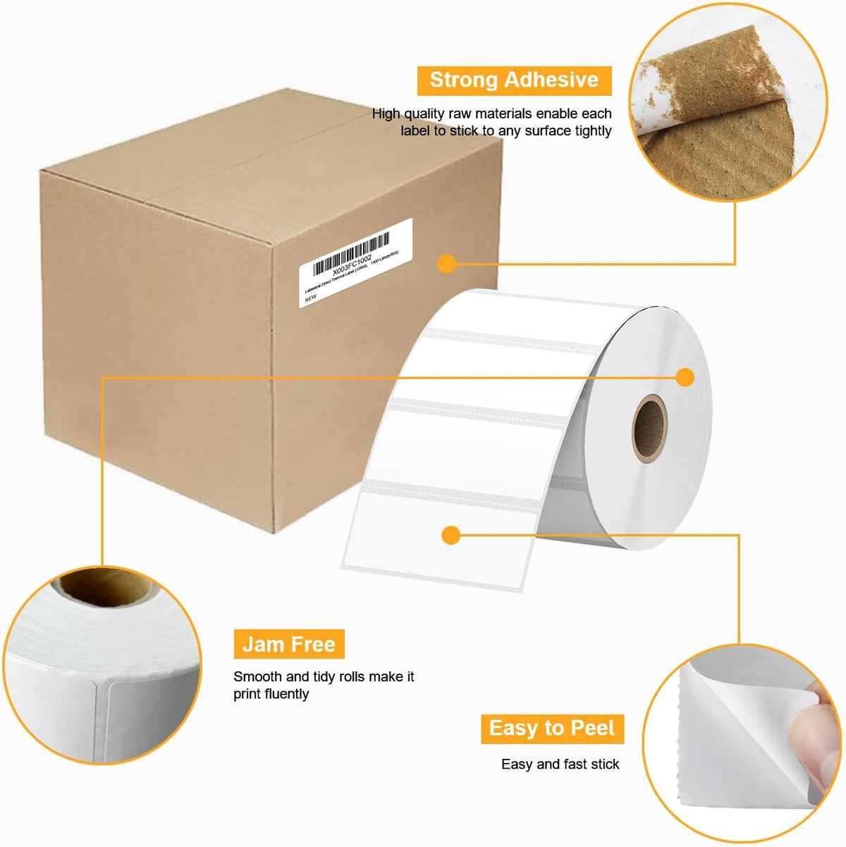 (15600 Labels/12 Rolls) Labelebal 3-Proof 1" Core 12 Rolls 3" x 1" Inch Direct Thermal Labels & Stickers,Address Shipping Labels Compatible with Rollo & Zebra Desktop Printers Adhesive - Image 4