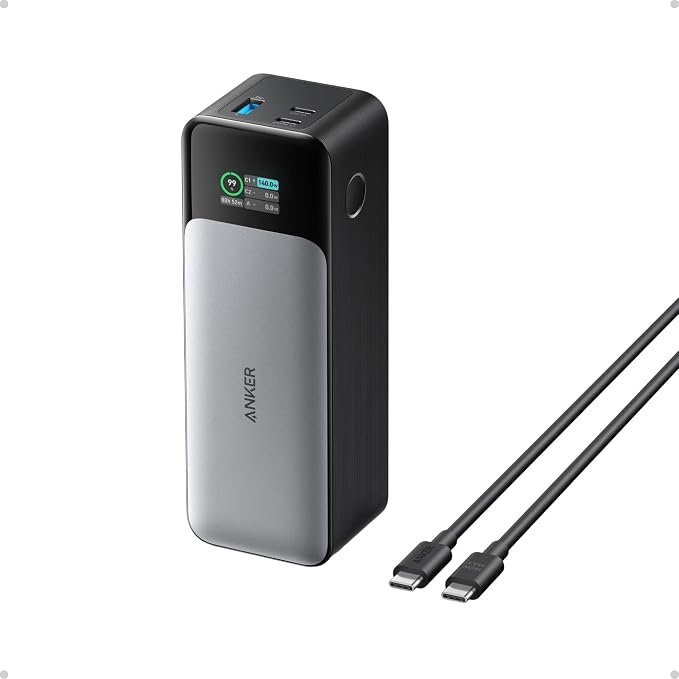 Anker 737 Power Bank, 140W 24,000mAh 3-Port Laptop Charger, Smart Display | Fast Multi-Device Charging, for iPhone 16 / 15 / 14 Series, Vision Pro, Samsung, MacBook, and More by Unknown