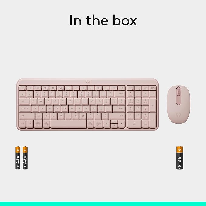 Logitech MK250 Compact Bluetooth Wireless Keyboard and Mouse Combo - Rose | Bluetooth connection only, compact keyboard with number pad, small ambidextrous M196 mouse with 3 non-customizable buttons - Image 9