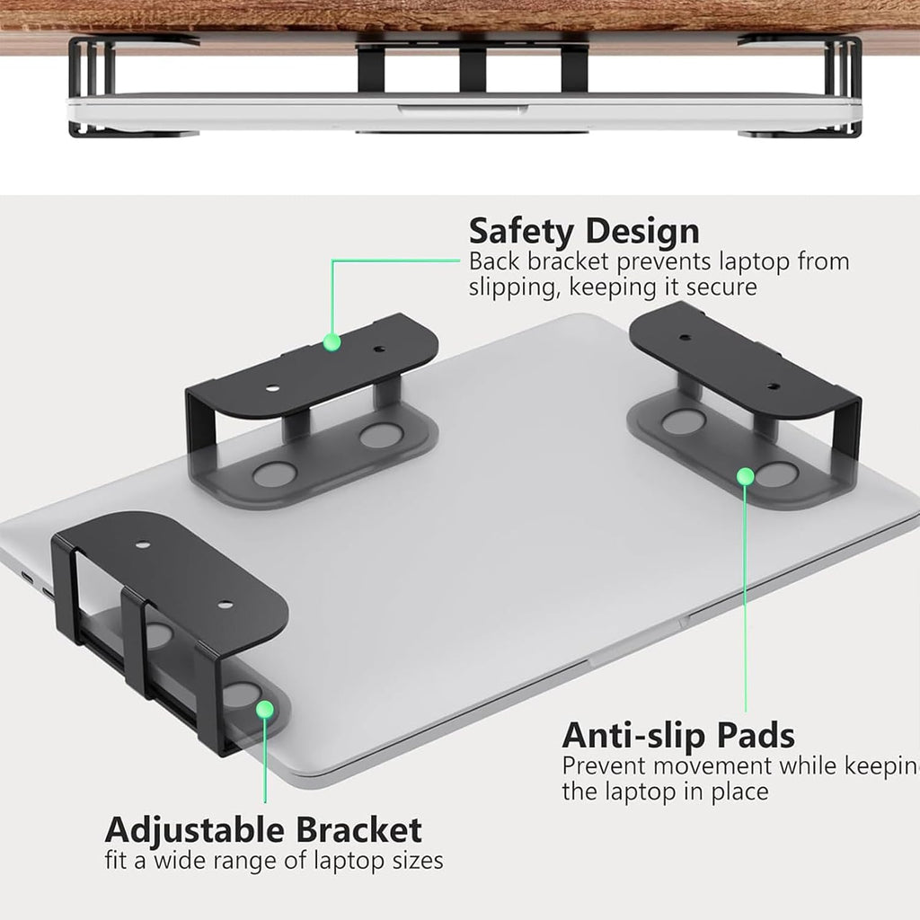Under Desk Laptop Mount, 3Pcs Metal Laptop Holder for Desk - Image 3