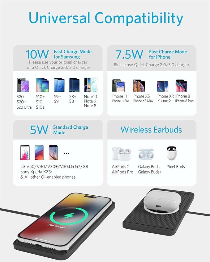 Wireless Car Charger Qi Charging Pad Fast 15W 10W 7.5W Quick Charge Adapter for iPhone 14 13 12 Mini 11 Pro Max 8 Plus X XR Xs Airpods LG Samsung Note Galaxy Buds S9 S10 S20 S21 S22 S23 Android Phones - Image 7