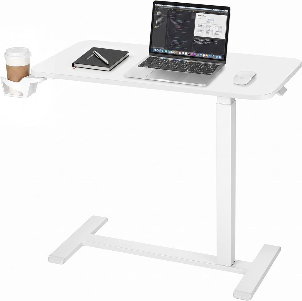 VEVOR Overbed Table 31.5"W x 15.7"D Mobile Bedside Table with Hidden Wheels by VEVOR