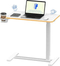 FLEXISPOT H7 28" Pneumatic Height-Adjustable Overbed Table with Wheels | C-shaped bedside table TV Tray,Medical End Side Table,Laptop desk for Hospital Home office use,27.6"Wx15.7"D,White Maple by Unknown