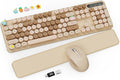 Wireless Keyboard and Mouse Combo, Cute Typewriter, Magnetic Wrist Rest | Full-Size, Round Keycaps, Smart Sleep Mode, 2.4GHz Stable Connection for Mac/Windows/PC, Office or Home, Trueque CK24 by Trueque