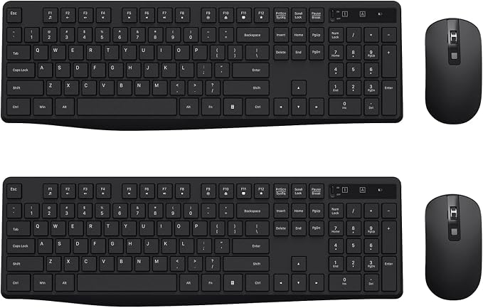 2.4G Wireless Keyboard Mouse Combo Full-Sized for Computer(2 Pack, Black) | Ergonomic, Low profile Keys, 3 DPI Adjustable, 2.4G Quiet Click Keyboaed Set for Laptop/Windows/Mac Lovaky by LovakyOfficeExpert