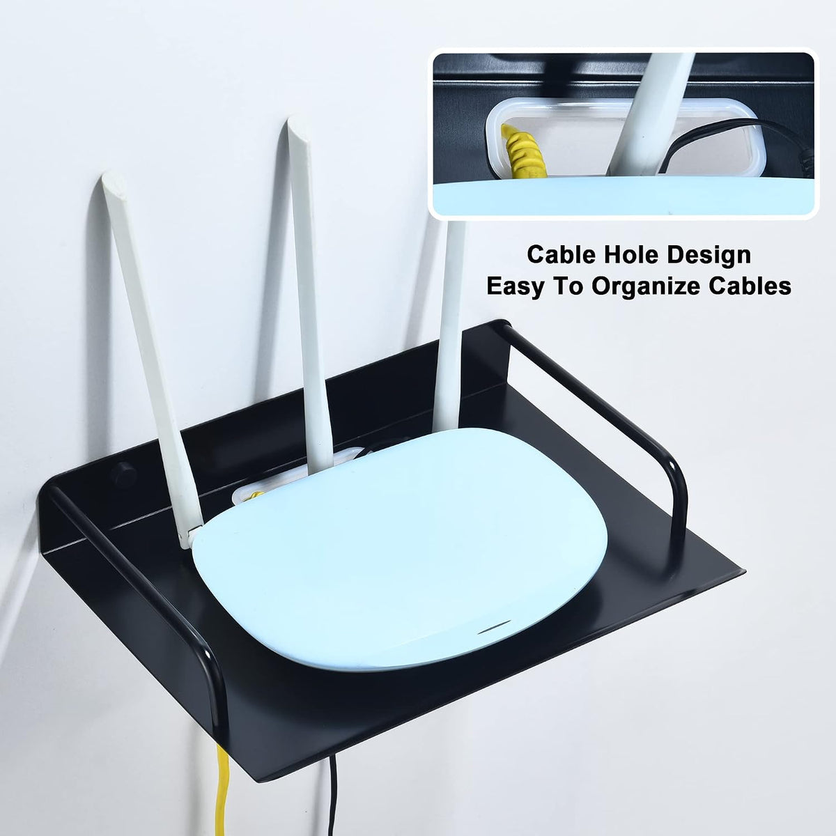 Metal Floating Wall Shelf for Router & Cable Box, 10.3x8 Inch - Image 5