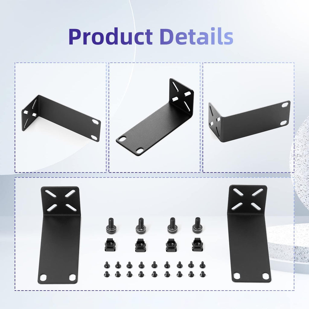 Rack Mount Kit for 10.6 inch Switches, Adjustable Rack Ears for Netgear, Cisco, D-Link, TRENDnet and HP Products, Mount 10.6" Wide to 19" Equipment, Adjustable Hole Distance 14-30mm - Image 3
