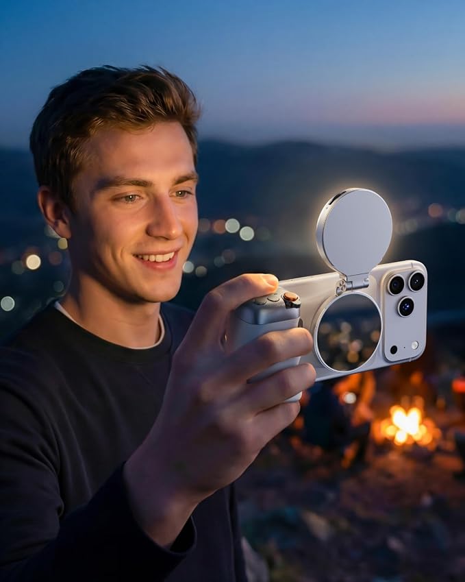 TELESIN 4-in-1 RGB Selfie Light with Mirror for Phone | 4 in 1 Magnetic RGB Light with Makeup Mirror and Phone Stand, Rechargeable Clip-On Light for TikTok, Vlog, Selfie, Makeup - Image 7