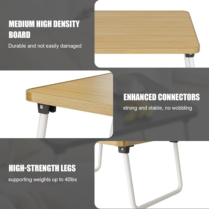 Foldable Lap Desk, Laptop Stand Bed Table Tray for Couch | Portable Breakfast Serving Tray, Lightweight Mini Lap Table, Works Great as Tablet Desk for Working, Reading & Writing,Beige - Image 6