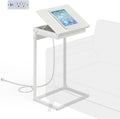 C Shaped End Table with Charging Station, 45° Tiltable Adjustable Flip Top Side Table with Storage,Small C Table for Small Spaces,Slide Under Couch Sofa Bedside Table for Living Room,White by sthmec