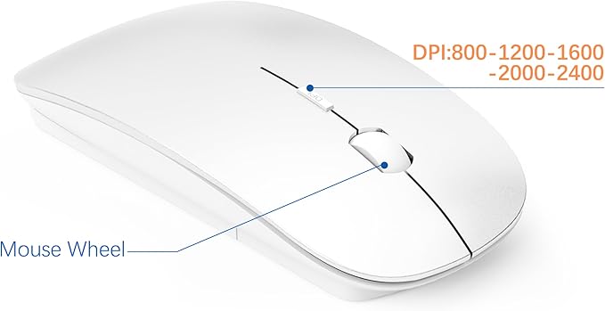 Wireless Keyboard and Mouse Ultra Slim Combo, TopMate - Matte White | 2.4G Silent Compact 2400DPI Mouse and Scissor Switch Keyboard Set with Cover, Batteries Included, for PC/Laptop/Windows/Mac - Image 4