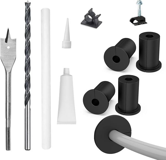 Starlink Cable Routing kit for 3/4inch Wall Hole,4PCS starlink Wall Grommets Accessories for Cables Pass Through mounting kit Including 3/4” Spade Drill bit,Wall Wires cilps and Cable Routing Tool by SULOVA