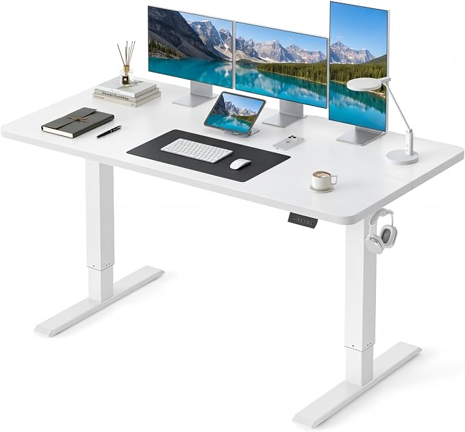 CubiCubi 55 x 24 Standing Desk, Height Adjustable Electric Computer Desk, Sit Stand up Home Office Workstations, White by CubiCubi