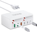 2026 Latest USB C Charger Block, 8 in 1 GaN Retractable Charger Station Hub with Lightening & Type C Cable, 120W Travel Essential Multi USB C Power Strip Plug for iPhone 17 16 15 Pro Max iPad Galaxy by BOVICAS