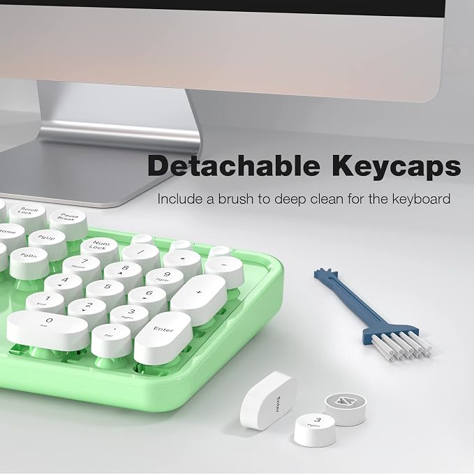 MOFII Wireless Keyboard and Mouse Combo, 2.4GHz Full Size Typewriter Keyboard Round Keys, USB Receiver for Laptop, PC, Desktop, Windows (Green White) - Image 5