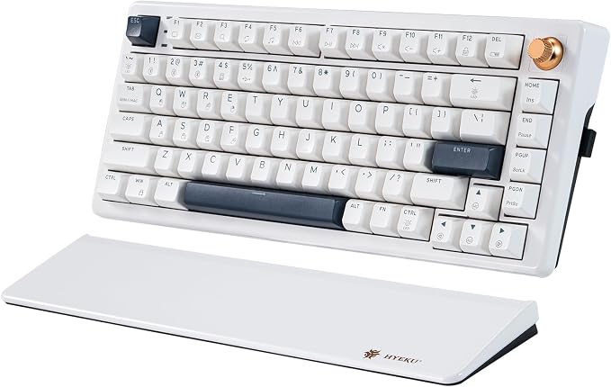 Hexgears 75% Wireless Mechanical Keyboard with Knob, Hot Swappable Creamy Keyboard with Wrist Rest, Pre-lubed Linear Switches, 2.4GHz/Type-C/BT5.0, RGB Backlit Gaming Keyboards for Win/Mac (White) by HEXGEARS
