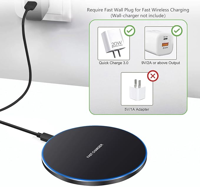 20W Fast Wireless Charger Pad,USB-C Wireless Phone Charging Station | Metal Frame Design,[20W SUPER Fast Charging] Wide Compatible with iPhone 17-11/Airpods,Samsung Galaxy/Buds,LG/Pixel -Black - Image 7