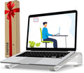 Laptop Stand for Desk, Ventilated Aluminum Laptop Riser, Silver | Stable Typing Support, Fixed 17° Angle, 2.5 in Lift, Silicone Pads, Open Airflow, Fits Most 11–16 in Laptops, Tool Included by KYQEE