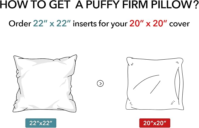 Oubonun 22 x 22 Throw Pillow Inserts (Set of 2) with 100% Cotton Cover - 22 Inch Square Interior Sofa Decorative Pillow Insert Pair - White Couch Pillow - Image 5