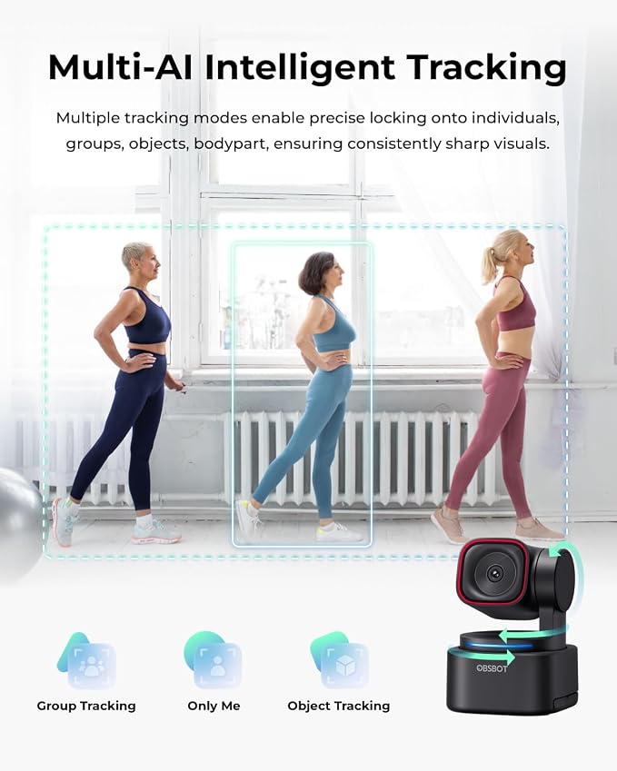 OBSBOT Tiny 3 Lite AI-Powered Spatial Audio 4K Webcam, W Mini Tripod | 1/2" CMOS 4K@30fps HDR 1080p@120fps Tri-Mic Spatial Audio Voice/Gesture Control for Streaming, Gaming, Meeting - Image 5