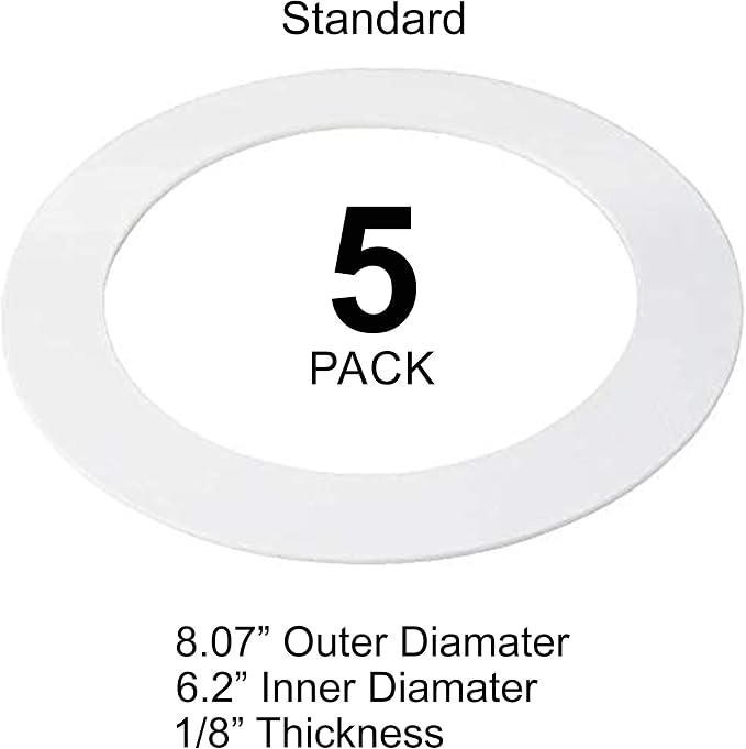 5 Pack Gloss White Goof Trim Ring for 6" Inch Recessed Can Lighting Down Light, Outer Diameter 8 Inches - Image 2
