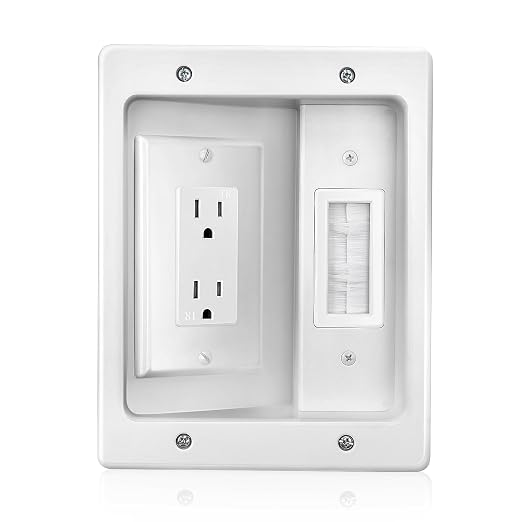 in-Wall Cable Management Kit, Recessed TV Outlet for Wall Mount TV(No Wire) | Integrated Embedded Design, Perfectly Compatible with Structured Cabling by JINGTAO88