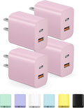 [4 Pack] USB C Charger Block Charging Block Type C Charger | 20W Wall Chargers for iPhone Air/17/17 Plus/17 Pro/17 Pro Max/16/16 Plus/16 Pro/16 Pro Max/15/15 Pro/15 Max/14/Samsung(Pink) by STAKCYE