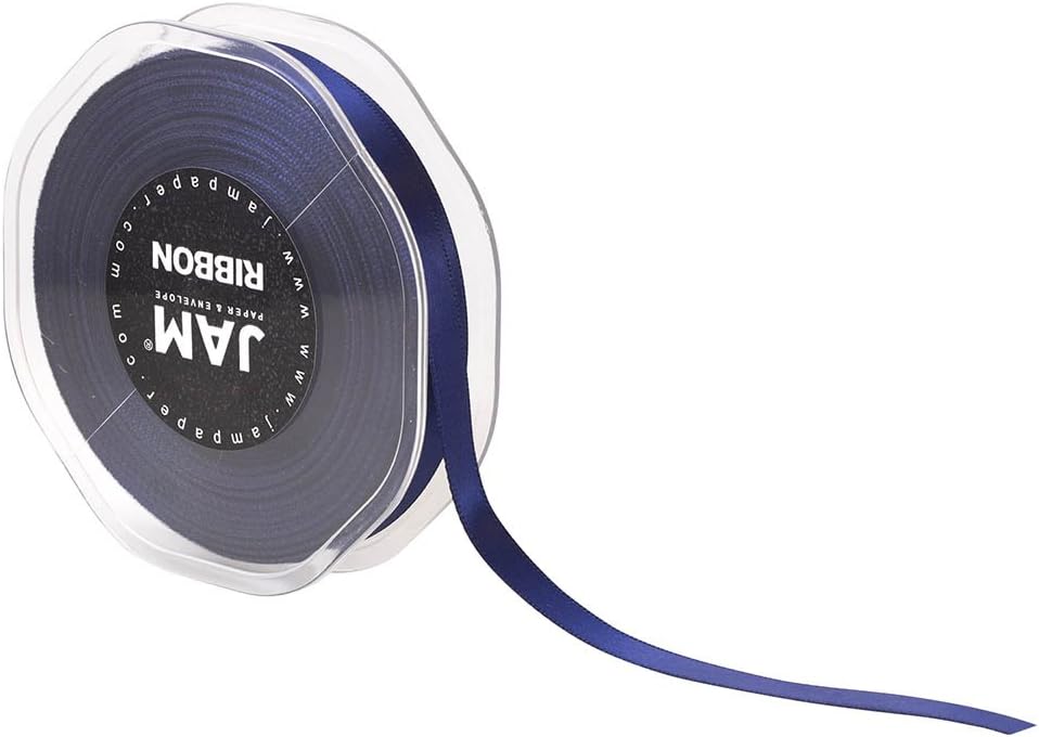 JAM PAPER Double Faced Satin Ribbon - 3/8 Inch Wide x 25 Yards - Navy Blue - Sold Individually by JAM Paper