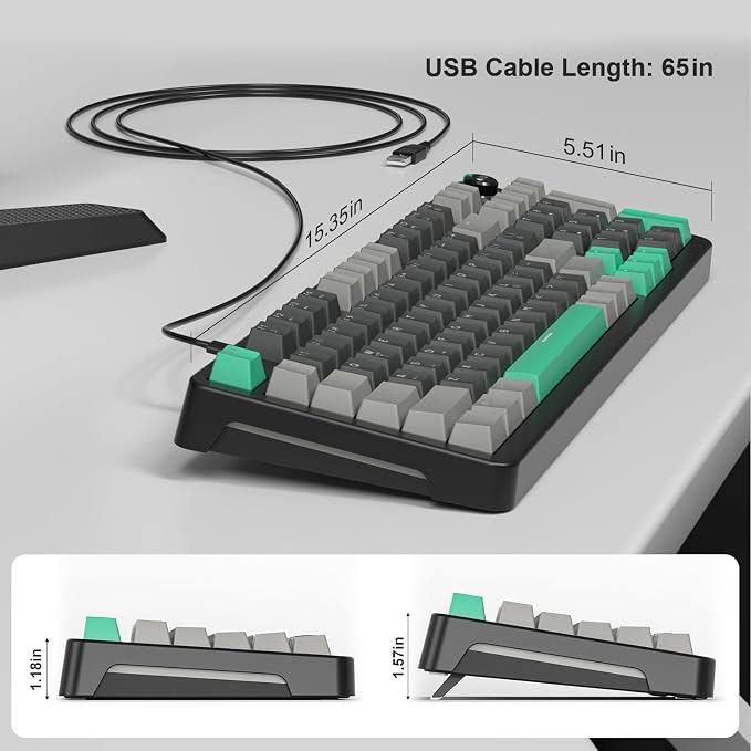 AK96 Mechanical Keyboard Smart Display & Knob, Top Mount 96% Wired Mechanical Keyboard USB-C, Hot Swappable, Software Support, Creamy Sounding, 96 Keys (Black) - Image 6