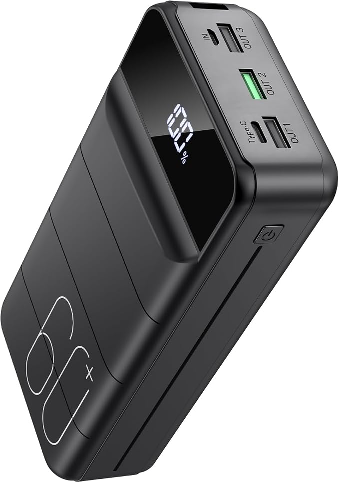 Portable Charger Power Bank 60000mAh Fast Charging 22.5W PD4.0 & QC 4.0 with USB C Battery Pack Charger Portable High Capacity Portable Phone Charger Power Bank for iPhone,Samsung,Travel (Black) | USB C 22.5W Fast Charging, PD4.0 & QC 4.0, High Capacit... by Unknown