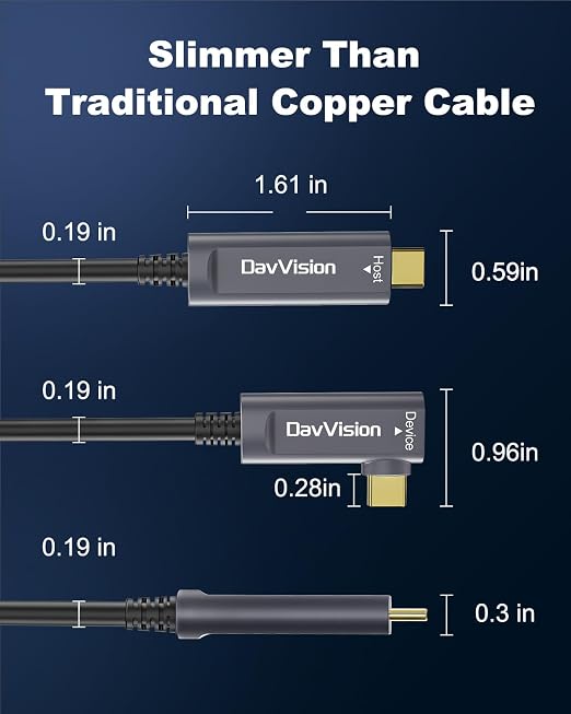 USB C Fiber Optic Cable Right Angle 50 FT, 10Gbps USB 3.2 Gen2 Active USB C Cable(No Power), Ultra Slim & Long Distance for Business Solution,Logitech 4K Camera,VR/AR,Video Conference - Image 9