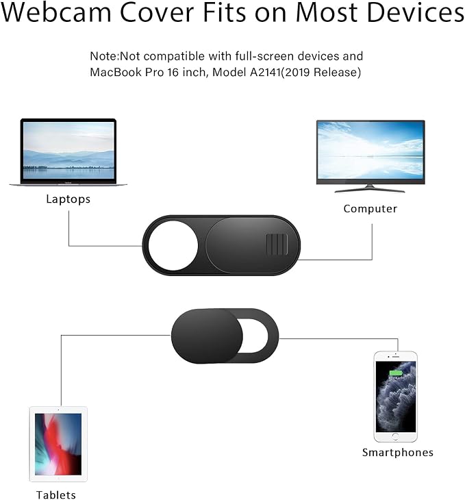 ZUCUCUC Webcam Cover Slide, 14 Pack Webcam Cover, Ultra-Thin Camera Cover for Laptop, Desktop, PC, MacBook, iPad, Tablet, iPhone, Cell Phone, Laptop Camera Cover Slide to Protect Your Privacy(Black) - Image 4